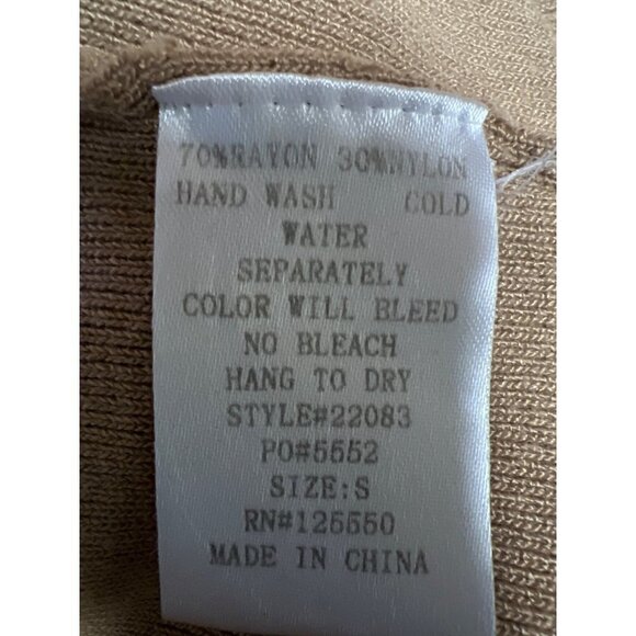 HERA Collection Tan Knit Lace Front Sweater Dress Long Sleeve Body Con Small - Picture 8 of 8